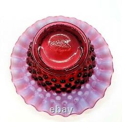 Fenton Cranberry 3 Piece Hobnail Fairy Lamp