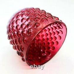 Fenton Cranberry 3 Piece Hobnail Fairy Lamp