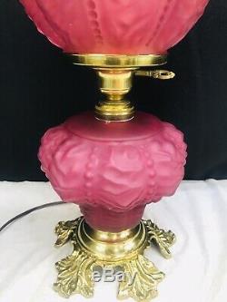 Fenton Cranberry Lamp Gone With The Wind L. G. Wright Satin Beaded Drape GWTW