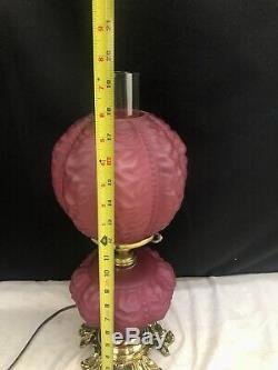 Fenton Cranberry Lamp Gone With The Wind L. G. Wright Satin Beaded Drape GWTW