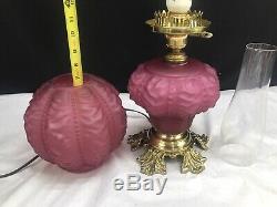 Fenton Cranberry Lamp Gone With The Wind L. G. Wright Satin Beaded Drape GWTW