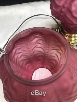 Fenton Cranberry Lamp Gone With The Wind L. G. Wright Satin Beaded Drape GWTW