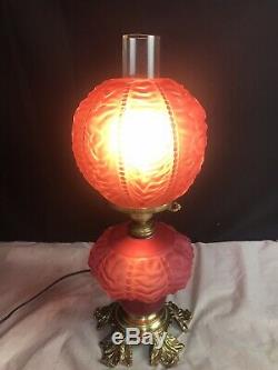 Fenton Cranberry Lamp Gone With The Wind L. G. Wright Satin Beaded Drape GWTW