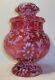 Fenton Cranberry Opalescent Daisy And Fern Apothecary Jar Rare Large 10 Size