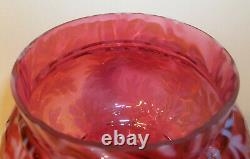Fenton Cranberry Opalescent Daisy and Fern Apothecary Jar RARE Large 10 Size
