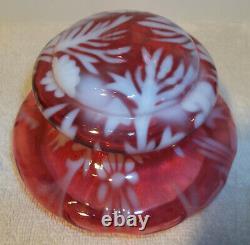 Fenton Cranberry Opalescent Daisy and Fern Apothecary Jar RARE Large 10 Size