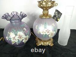 Fenton GWTW Lamp 1999 Violet Satin Signed D. Robinson Limited ed Hand Painted