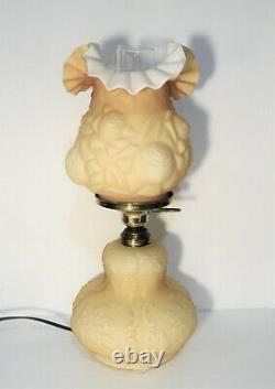 Fenton Glass Puffy Rose Lamp Honeysuckle Cased