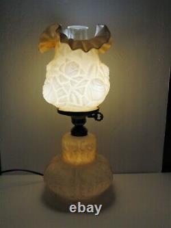 Fenton Glass Puffy Rose Lamp Honeysuckle Cased