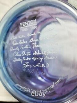 Fenton Glass Signed Purple /Plum Jar Brass Lid Limited Edition 1062 /1250