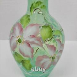 Fenton Glass VaseVictorian Language of FlowersClematis Handpainted B. Higgins