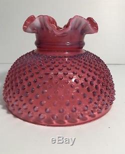 Fenton Glass cranberry hobnail Opalescent Hanging Lamp Chandelier