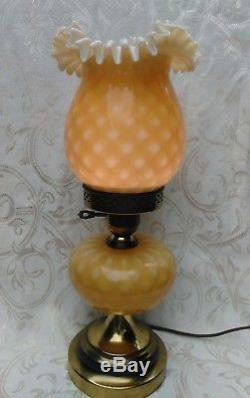 Fenton /Italian Honeycomb Glass Honeysuckle Table Lamp Brass 3 Way