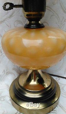 Fenton /Italian Honeycomb Glass Honeysuckle Table Lamp Brass 3 Way