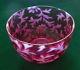 Fenton / L. G. Wright Cranberry Opalescent Daisy And Fern Finger Bowl Mid-20th C