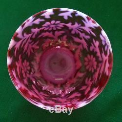 Fenton / L. G. Wright Cranberry Opalescent Daisy and Fern Finger Bowl Mid-20th C