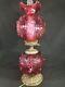Fenton Lamp Cranberry Gone With The Wind Cabbage Rose Pattern. Large 29