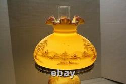 Fenton Lamp Hand Painted Signed Glass By B. Cowers