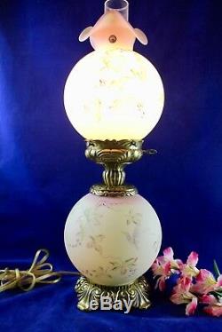 Fenton Lotus Mist Burmese GWTW Lamp Butterfly & Berries 95th Anniv. Signed Fleak