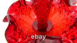 Fenton Mini Epergne Ruby Red Diamond Lace Single Horn