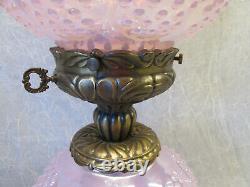 Fenton PINK Carnival HOBNAIL Gone with the Wind Victorian Electric Lamp 23 LG