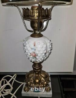 Fenton Painted by Michael Dickerson White Glass Hobnail Lamp Student Working