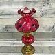 Fenton Paisley Cranberry Glass Hurricane Gone With The Wind Student Lamp Gwtw