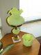 Fenton Poppy Lime Green Student Vintage Lamp (vase Not Included) Vg Condition