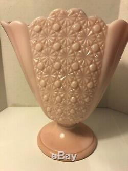 Fenton Rose Pastel Daisy And Button Fan Vase 1954-56 Pink Hard To Find
