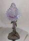 Fenton Single Horn Epergne Jack In Pulpit Pink Diamond Vase Leaf Metal Base