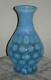 Fenton Extremely Rare 10 Blue Opalescent Dot Optic Or Coinspot Vase, Ca. 1939