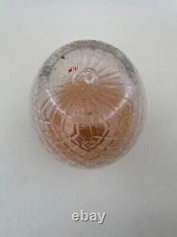 Fine Art Glass Bohemian Harrach Glass 8 1/4 Apricot Diamond Quilted Vase