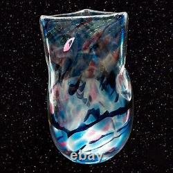 Fire Islands Signed Matthew Labarbera Glass Vase Hand Blown Triangular 6T 3W