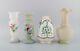 Four Antique Vases In Hand-painted Mouth-blown Opal Art Glass. Approx. 1900