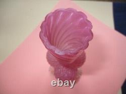 Frank Weiz Victorian Art Glass Bulb Vase Applied Feet Diamond Swirl Rose Pink