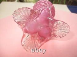 Frank Weiz Victorian Art Glass Bulb Vase Applied Feet Diamond Swirl Rose Pink