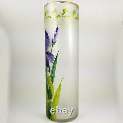 French Nouveau Art Glass Vase antique legras mont joye acid etched floral tgc