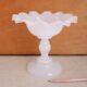 French Opaline Glass Compote Tazza Fluted Rim 19th-c Clambroth Pink Candy Dish