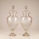 French Victorian Crystal Vases Cut Glas Stepped Base 19th Century Baccarat Style