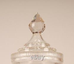 French Victorian Crystal Vases Cut Glas Stepped Base 19th century Baccarat Style