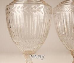 French Victorian Crystal Vases Cut Glas Stepped Base 19th century Baccarat Style