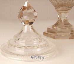 French Victorian Crystal Vases Cut Glas Stepped Base 19th century Baccarat Style