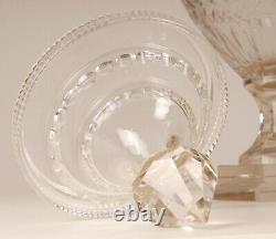 French Victorian Crystal Vases Cut Glas Stepped Base 19th century Baccarat Style