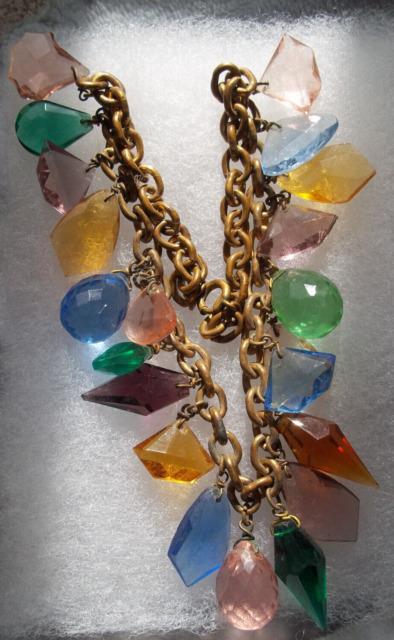 Full Colors Charm Vintage Victorian Art Deco Art Glass Necklace Jewelry Pendant