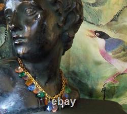 Full colors charm VINTAGE victorian art deco art glass necklace jewelry pendant