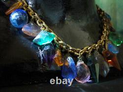 Full colors charm VINTAGE victorian art deco art glass necklace jewelry pendant