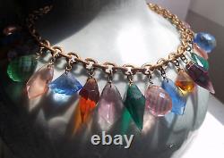 Full colors charm VINTAGE victorian art deco art glass necklace jewelry pendant