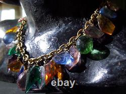 Full colors charm VINTAGE victorian art deco art glass necklace jewelry pendant