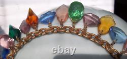 Full colors charm VINTAGE victorian art deco art glass necklace jewelry pendant