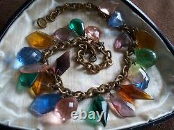 Full colors charm VINTAGE victorian art deco art glass necklace jewelry pendant